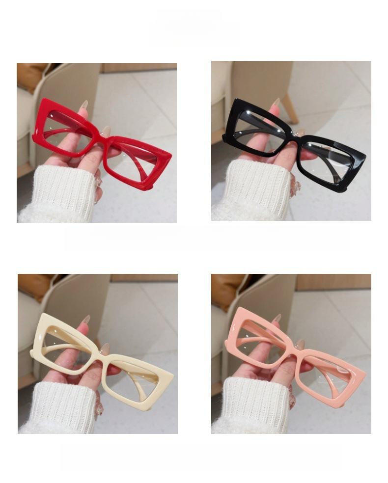 Cat Eye 2025 Square Street Style Makeup Free Plain Glasses Large Frames_voghion.com