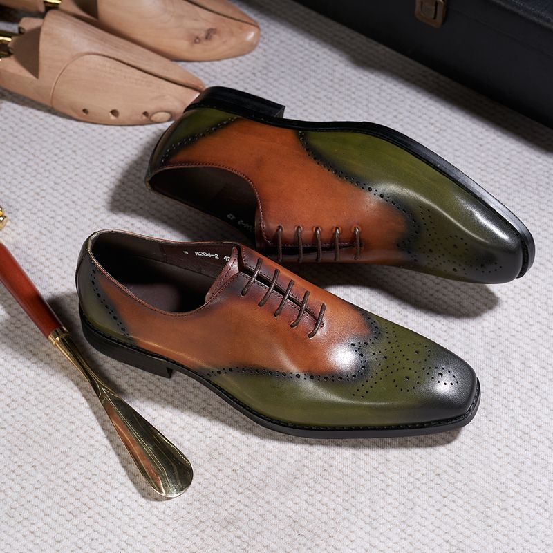 39 46 europäischen größe männer leder schuhe aus echtem leder braun grün mode-business formale Oxford schuhe formale hochzeit kleid schuhe_voghion.com