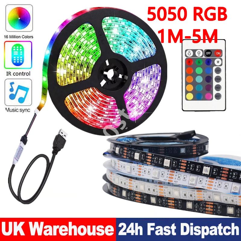1-5M USB LED Strip Lights RGB Colour 5050 Changing Tape Cabinet Kitchen Lighting_voghion.com