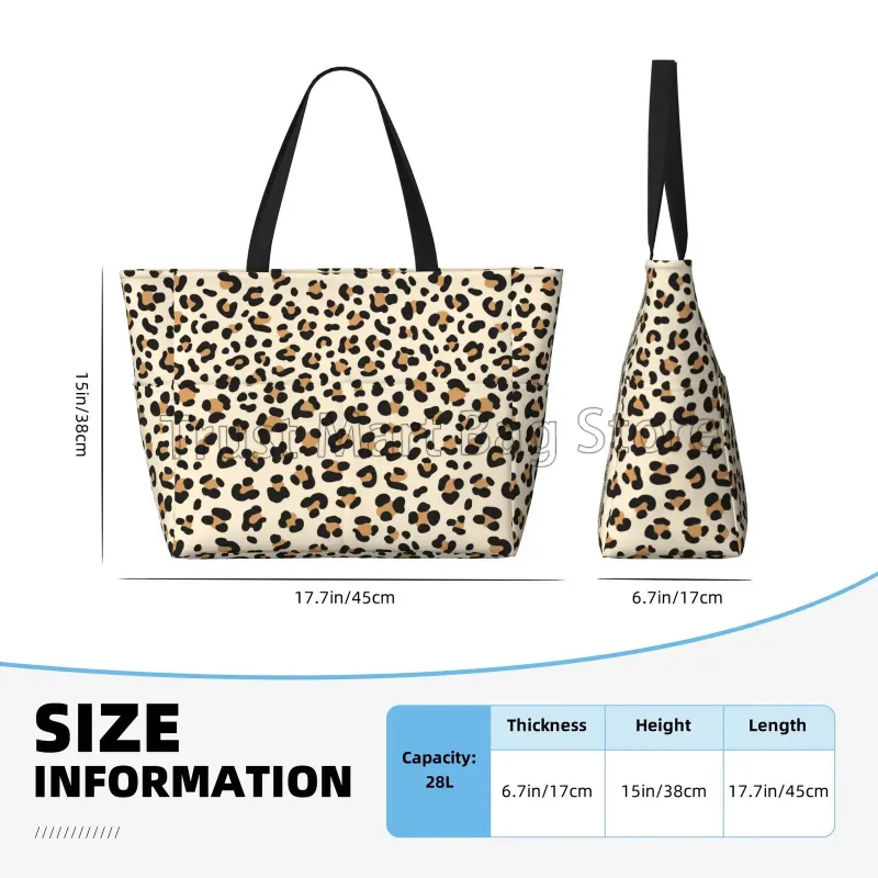 Leopard Print Large Waterproof Beach Women Sandproof Tote Pool Bag With Zipper And Pockets For Travel Vacation Gym_voghion.com