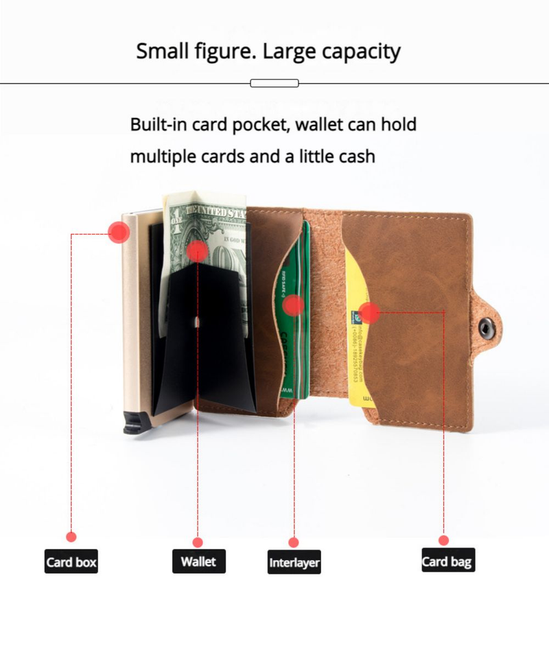 Menn Slim med Money Clip Pop up RFID-blokkerende kredittkortholder Minimalistisk lommebok for menn_voghion.com