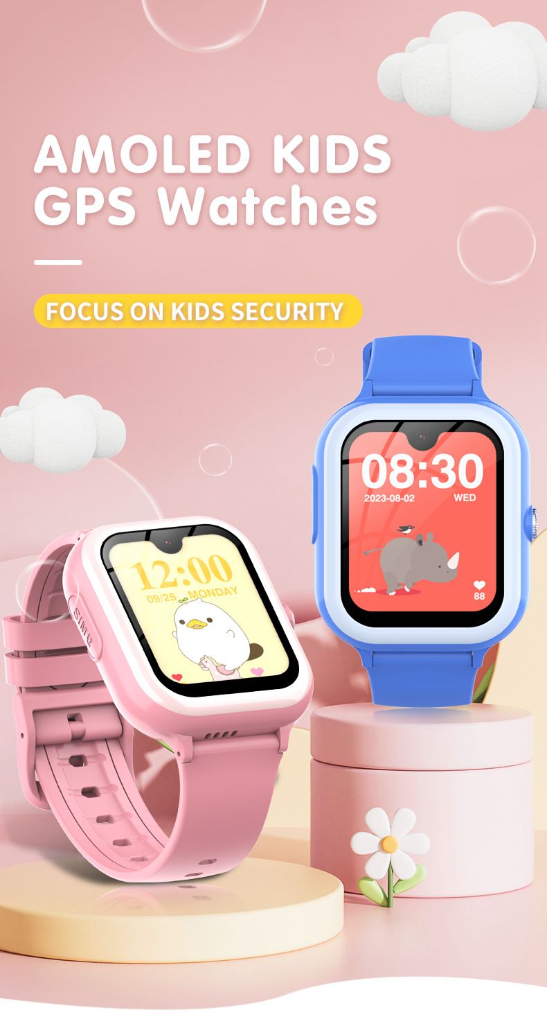 Smart Watch For Kids With GPS/WiFi/LBS Tracking, 1.78" HD Touchscreen, 30W Camera, Android-Compatible - Pink/Blue/Black_voghion.com