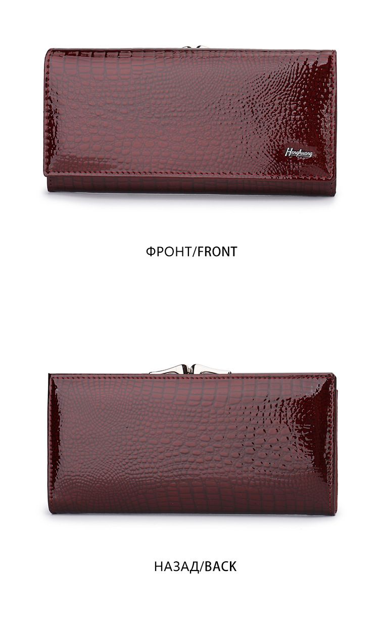 Sacs pour femmes avec boucle magnétique, portefeuille en cuir verni, motif crocodile, portefeuille en cuir de vachette_voghion.com
