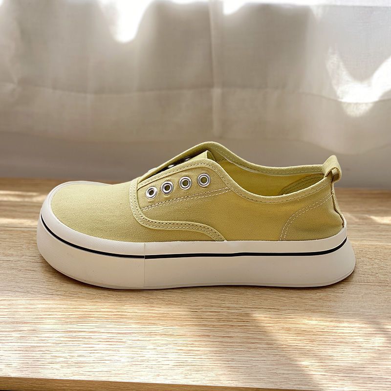 Mango Wide Big Toe Canvas For Women Summer New Breathable White Sneakers Flat Versatile Slip-On Women's Shoes_voghion.com