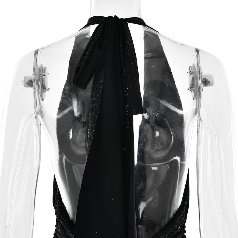 Elegantes Neckholder-Seidenkleid – rückenfreies Maxikleid mit V-Ausschnitt und Schlitz für den Abend und besondere Anlässe_voghion.com