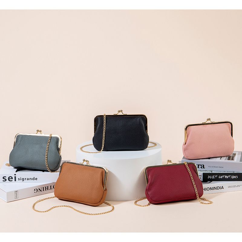 2024 New Clip Elegant Single Shoulder For Women Genuine Leather Long Clutch Wallet Gold Clasp Storage Bag_voghion.com