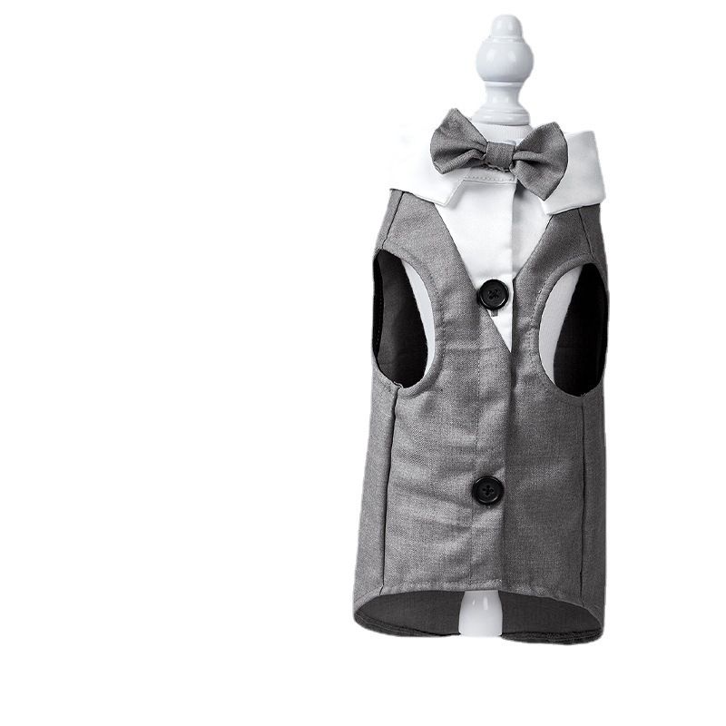 Pet For Cats Dogs Classic Formal Dog Wedding Bowknot Summer Black Suit With Buttons And Lining_voghion.com