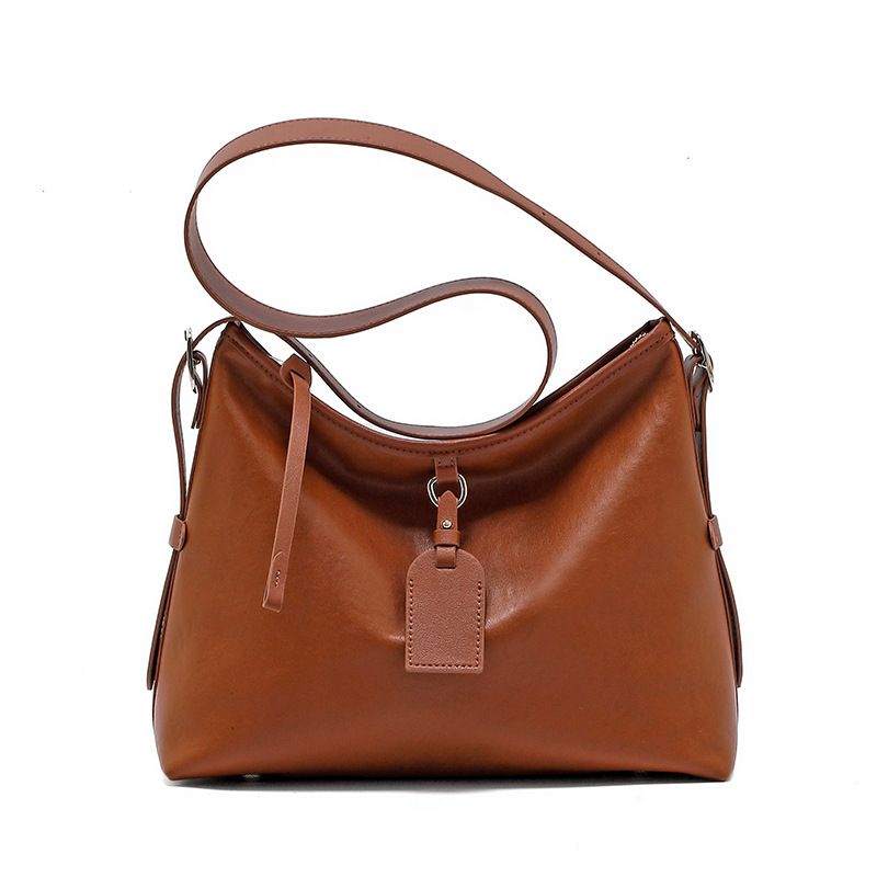 Borsa a tracolla da pendolare semplice in vera pelle di vacchetta per donna 2025, nuova borsa a tracolla in stile pigro, grande capacità_voghion.com
