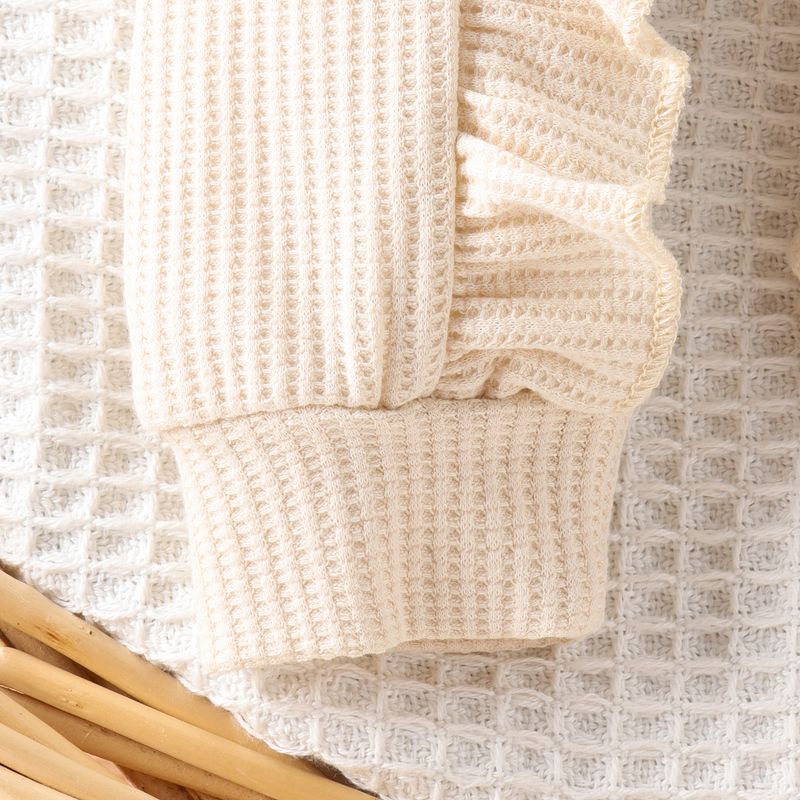 Mother & Kids Baby Girl’s Waffle-Knit Bodysuit With Flutter Sleeves – Soft & Stylish, 0-12M"_voghion.com