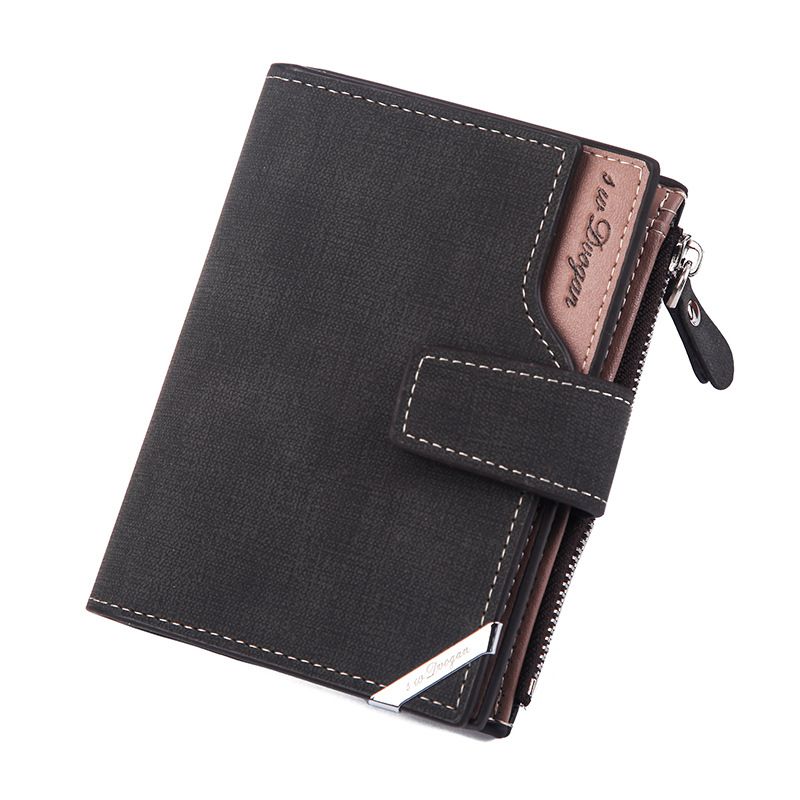 Hengsheng - Nueva cartera corta para hombre, estilo moderno, con múltiples ranuras para tarjetas, gran capacidad, mate, suave, con clip para billetes_voghion.com