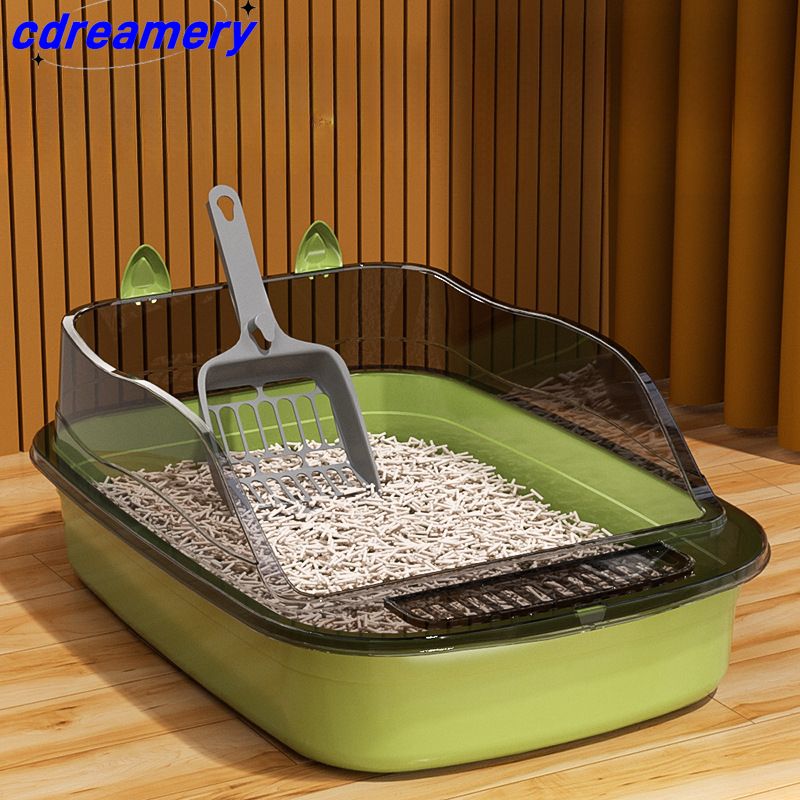 Halbgeschlossene große Katzentoilette, verdickte Katzentoilette mit Auslaufschutz, neue Katzentoilette für Heimtierbedarf im Großhandel_voghion.com