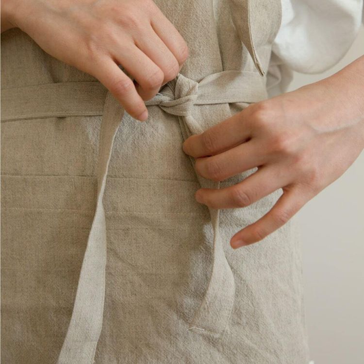 Forest Style Creations Version Apron Linen Fabric Japanese Korean Simple Fashion Art Embroidery LOGO Print Craft_voghion.com