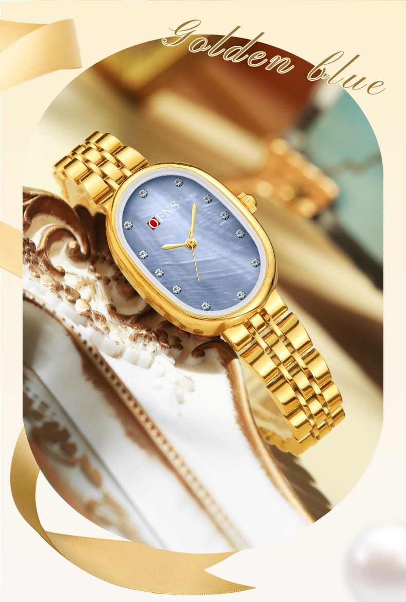 Elegante orologio al quarzo da donna con dettagli in diamanti, quadrante ovale impermeabile ed elegante per abbigliamento casual. Orologio al quarzo impermeabile Caibei, orologio da donna di alta gamma._voghion.com