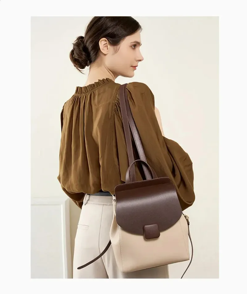 Zency Womens Small Backpack Split Leather Preppy Style Girls Stylish Schoolbag Multipocket Travel Satchel Campus_voghion.com