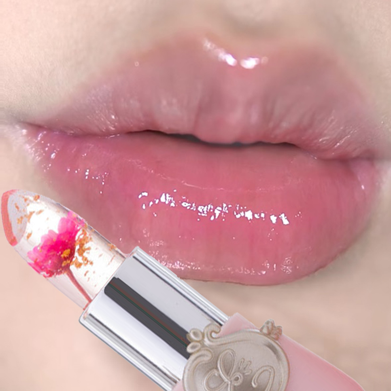 Gelatina trasparente fiore impermeabile temperatura colore che cambia rossetto di cristallo idratante a lunga durata_voghion.com