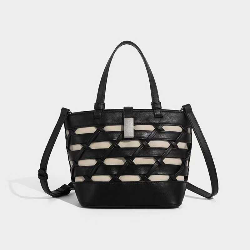 Borsa a secchiello, in vera pelle conciata al vegetale, intrecciata a cestino, per donna, da portare a mano, a spalla, a tracolla, 2025_voghion.com