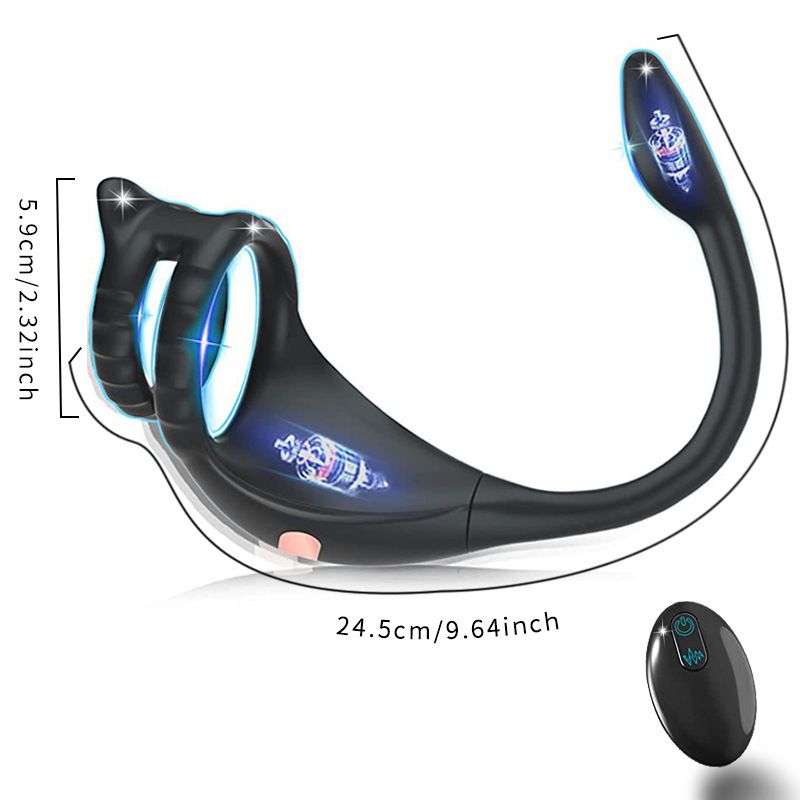 Anal-Massagegerät für Männer mit Spermienverschlussring, Aiya APP, kabellose Fernbedienung, Doppelring, Doppelstoß-Spermienverschlussring, Analplug_voghion.com
