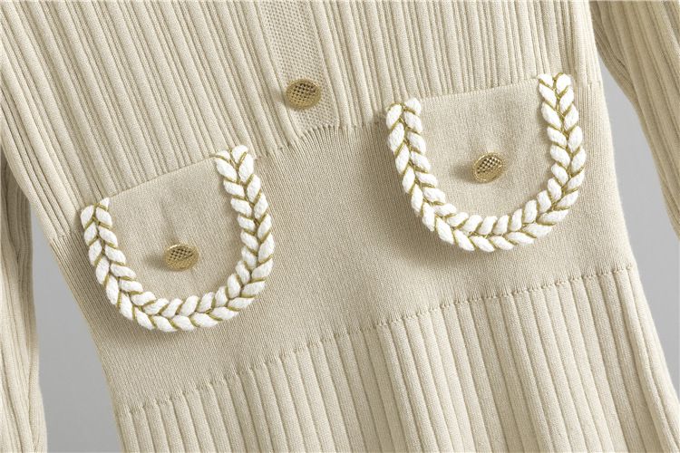 Gonna di media lunghezza in maglia con risvolto di alta qualità per abbigliamento femminile, per donna, elegante e sottile, stile primaverile e autunnale_voghion.com