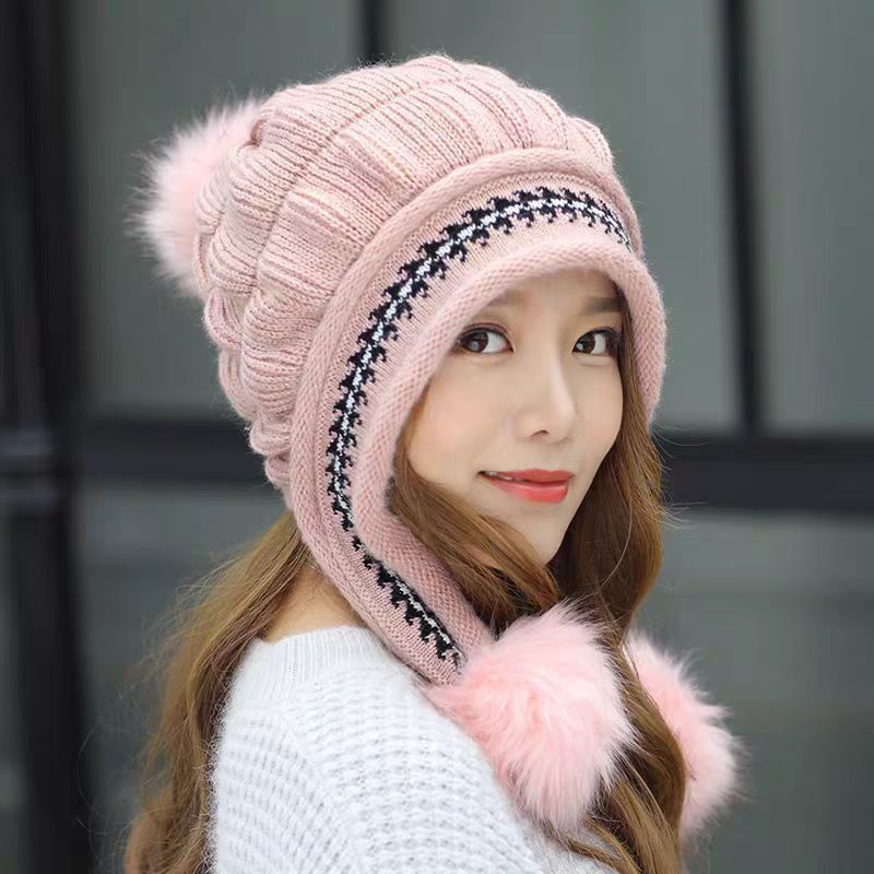 Cappello lavorato a maglia con protezione per le orecchie da donna, stile genitore-bambino, per adulti, carino, alla moda, autunno inverno, foderato in pile_voghion.com