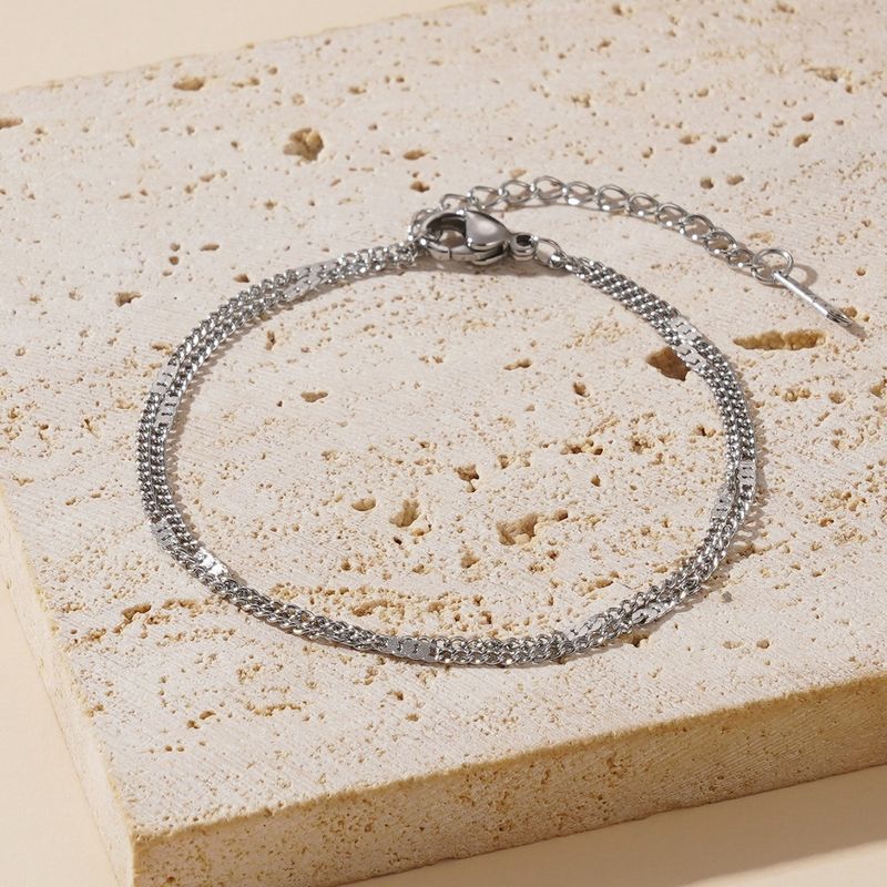 Bracciale a catena laterale a doppio strato - Gioiello semplice e versatile per donna (stile fresco e adatto agli studenti)_voghion.com