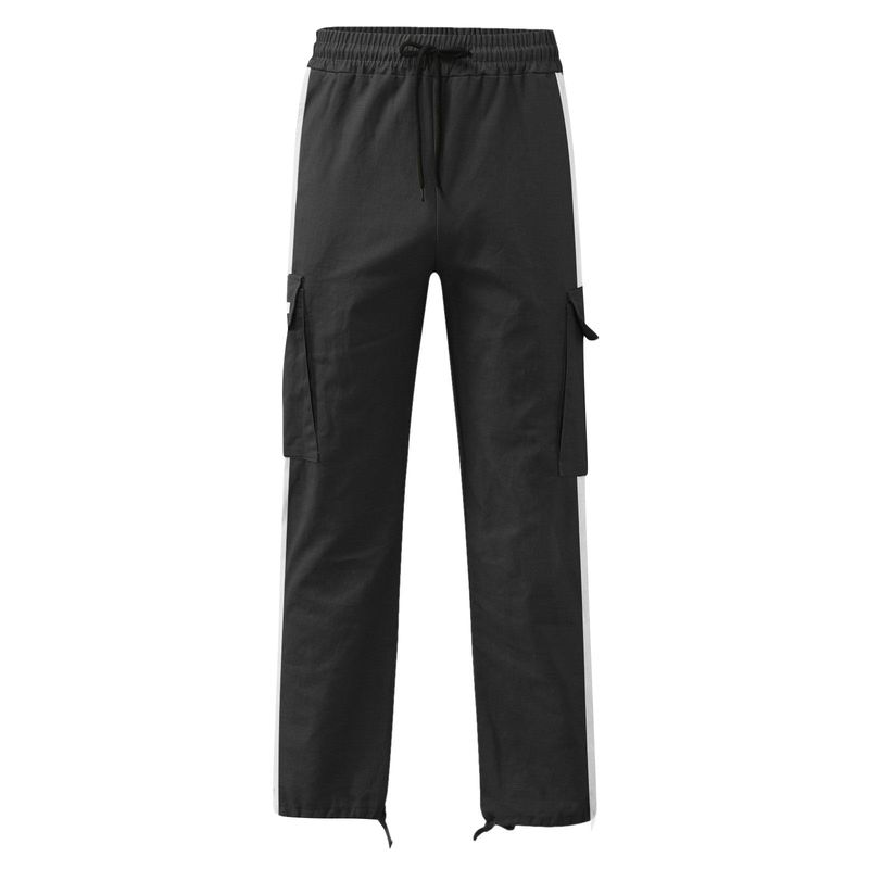Pantaloni cargo da uomo nuovi, primavera-autunno 2025, con coulisse e design a blocchi di colore_voghion.com