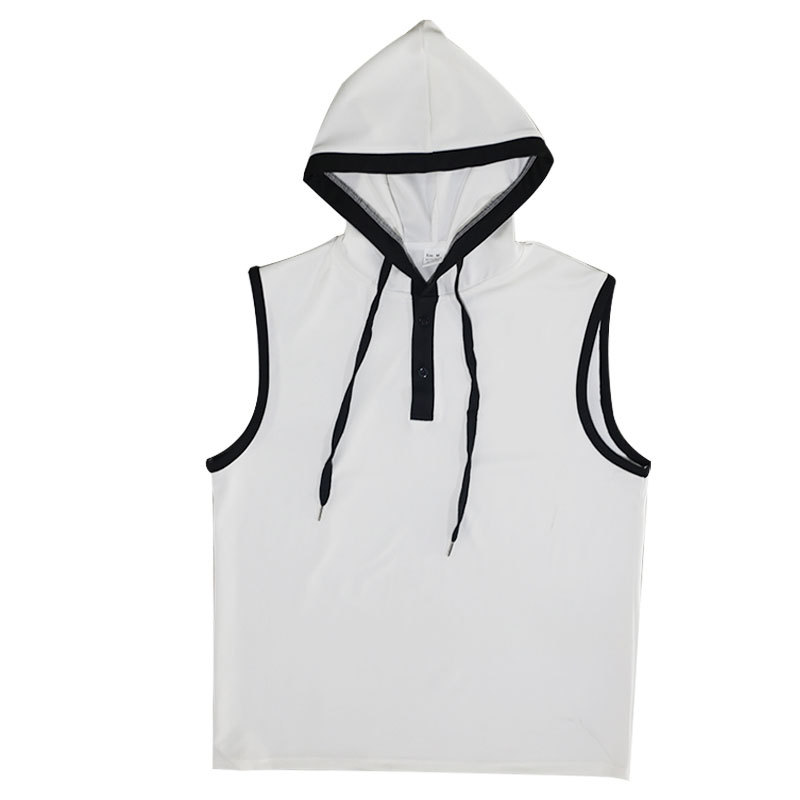 Sleeveless vest, shorts, T-shirt, solid color hooded tie up men's casual sports waffle set_voghion.com