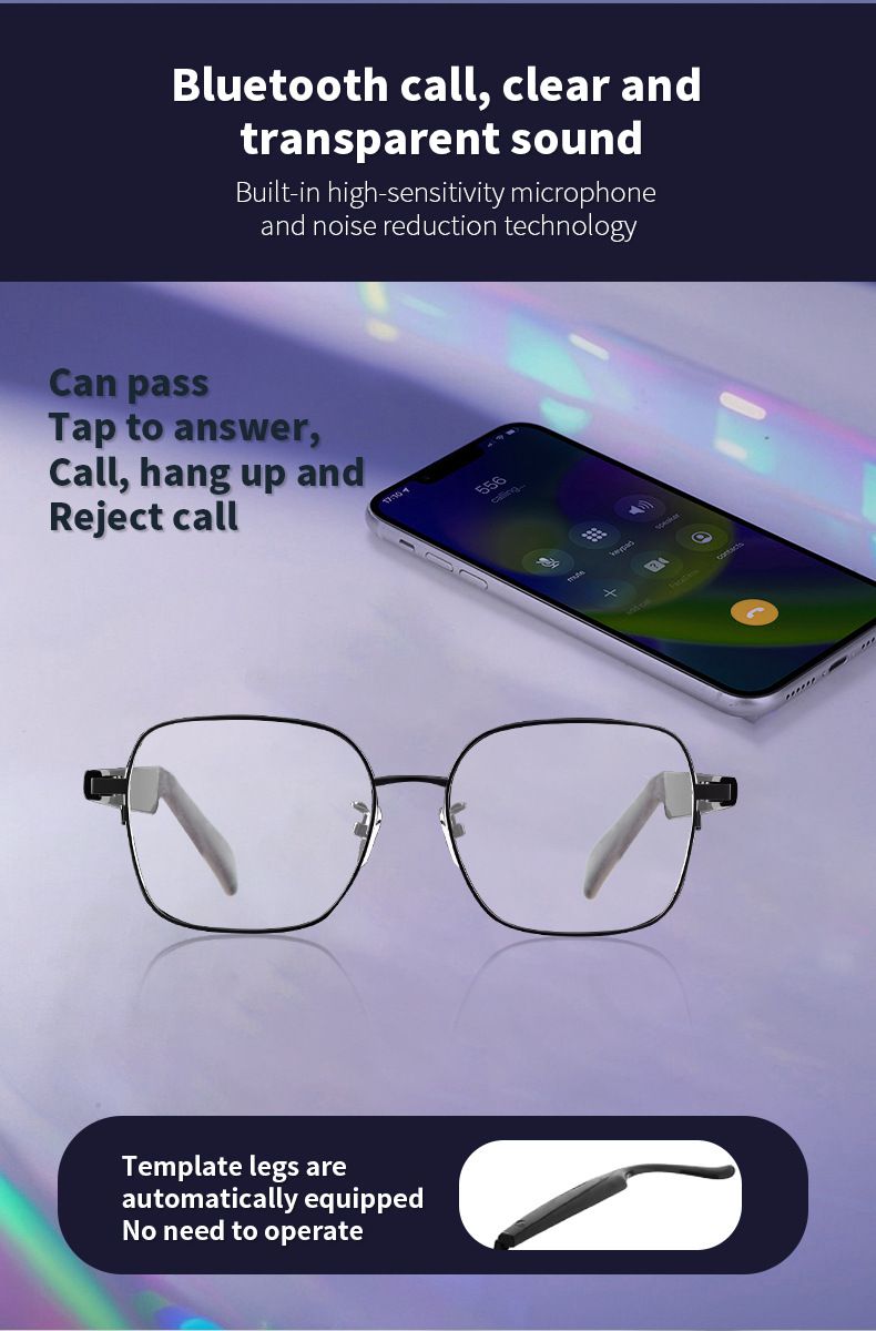 GS11 Smart Bluetooth Glasses - Retro Metal Dual Bridge Magnetic Charging Sunglasses With Photochromic Lenses, Touch Control_voghion.com
