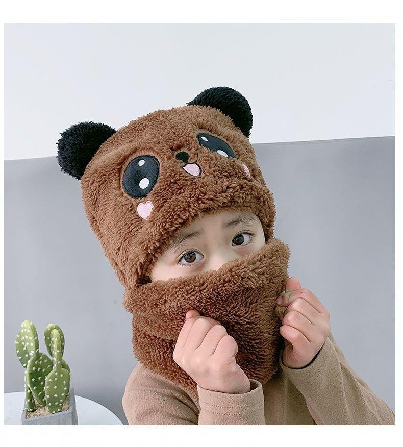 Cute and Warm Cap with Face Cover for Kids - Autumn and Winter Hat and Scarf Combo_voghion.com