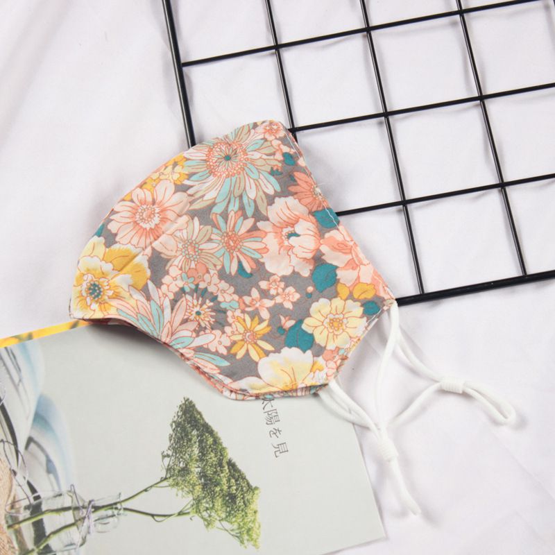 Klein vers bloemenpatroon Dubbellaags ademend verstelbaar stofmasker voor vrouwen_voghion.com