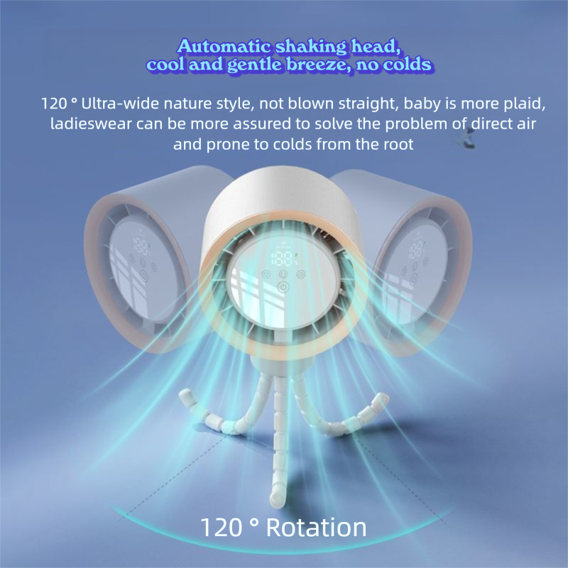 Outdoor Portable USB Rechargeable Handheld Silent Baby Children's Stroller Leafless Fan 1_voghion.com