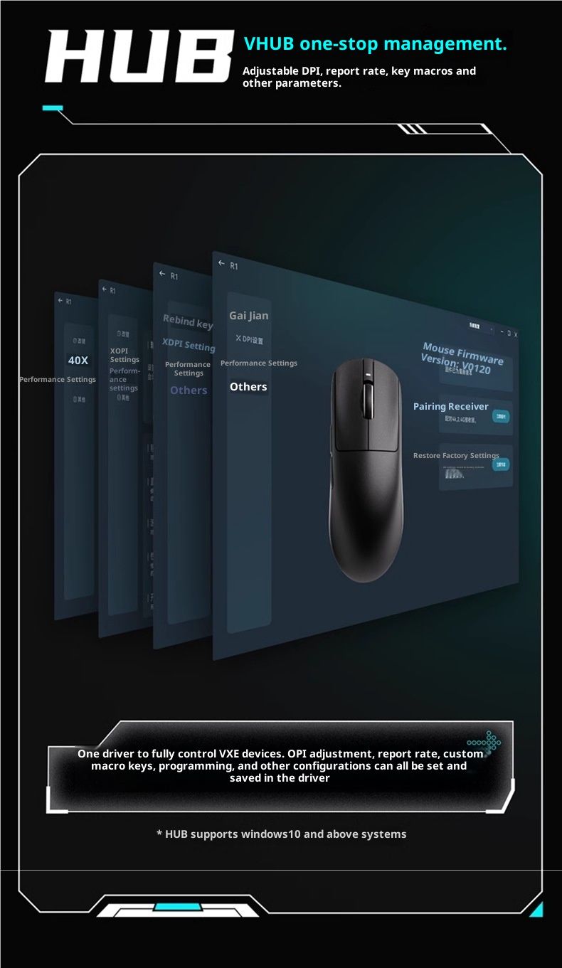 Digitex VXE Dragonfly R1 Kabellose Bluetooth-Maus für Gaming und E-Sport – Lange Akkulaufzeit – Ultraleicht – Ergonomisches Design_voghion.com