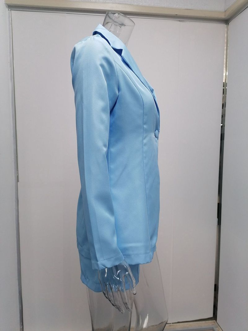 Costume deux pièces décontracté à manches longues et revers pour femmes_voghion.com