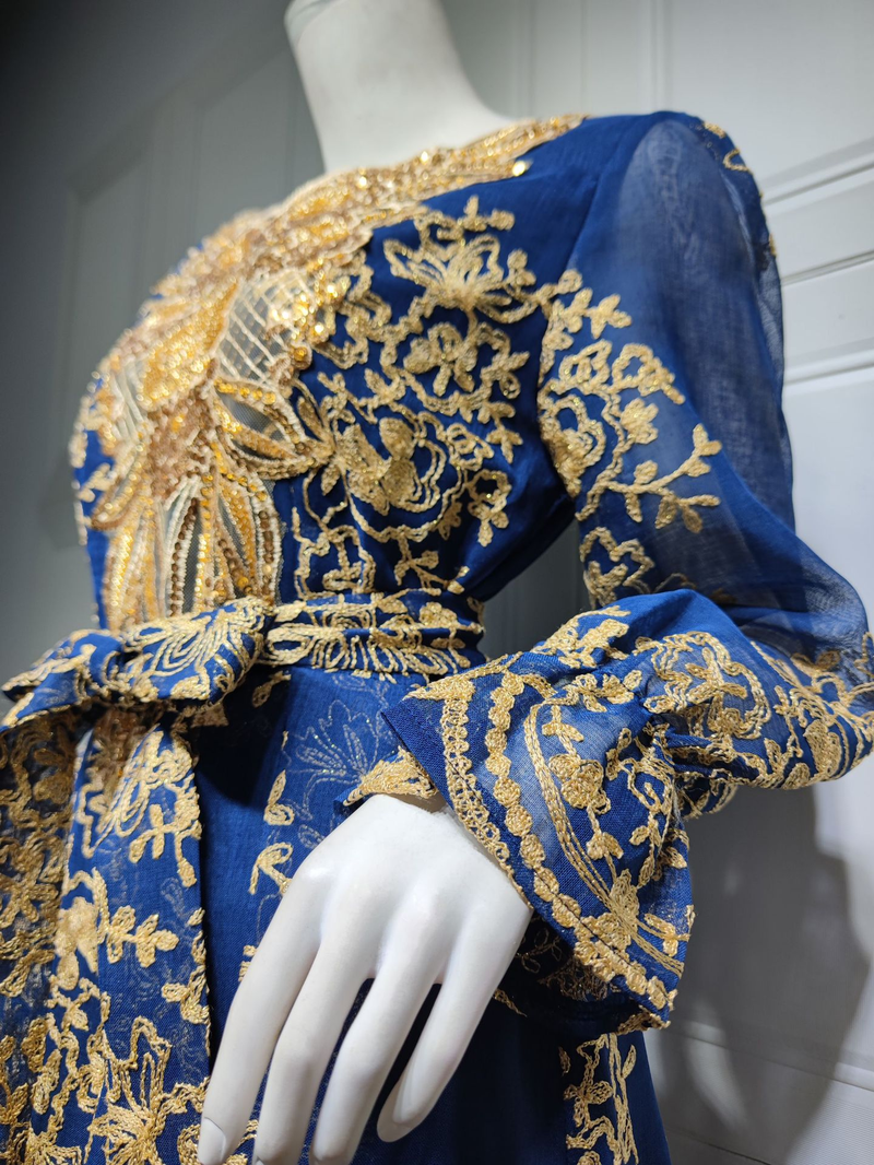 Vestido de cena de fiesta musulmana con apliques bordados_voghion.com