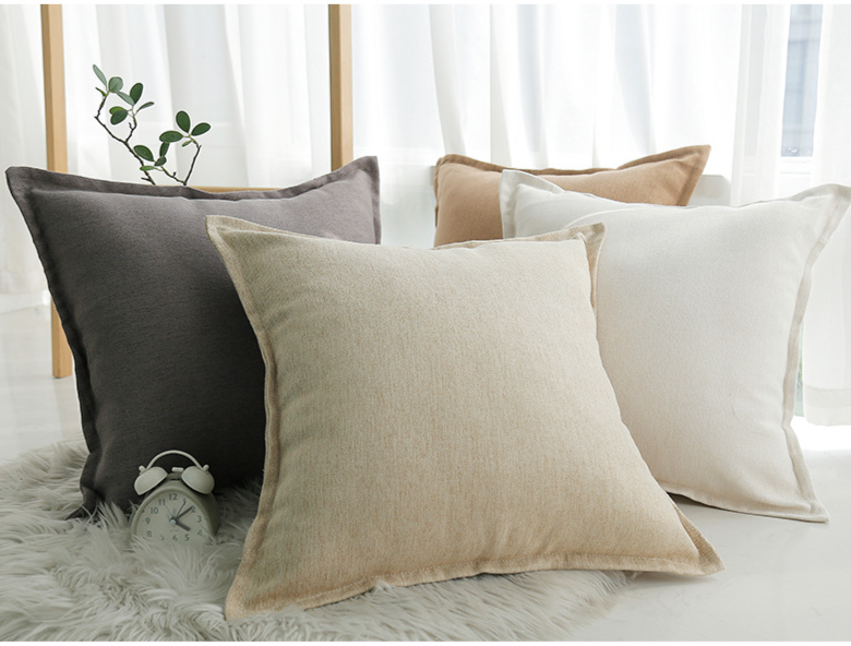 Premium Selection Kissenbezug mit Leinenkante ohne Einsatz für Wohnzimmer, Sofa, Bettwäsche, einfarbig_voghion.com