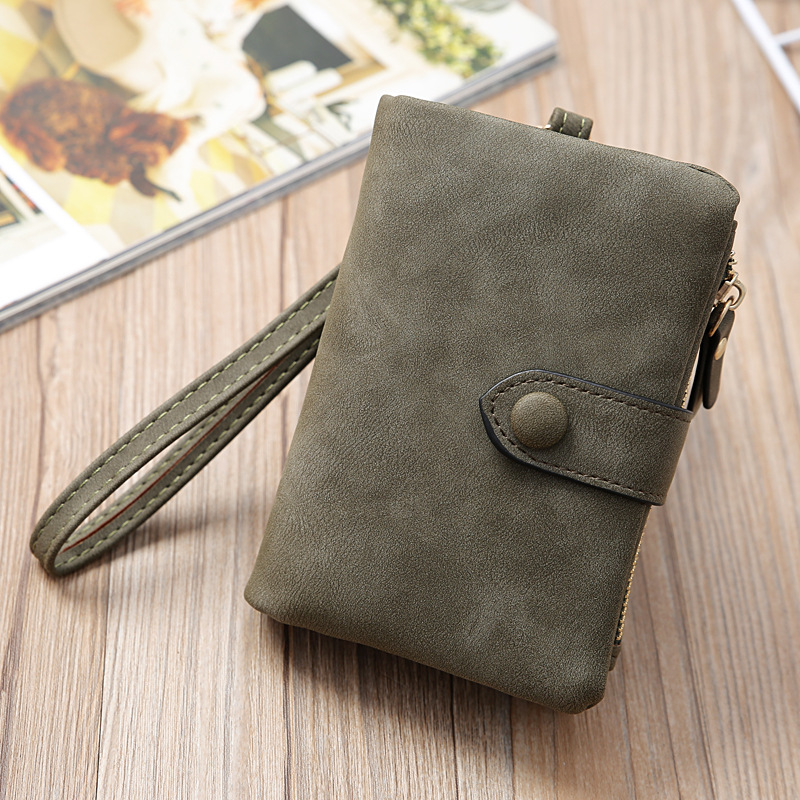 Portamonete piccolo con pochette lunga con cerniera lunga da donna, portafoglio corto opaco retrò in nuova versione coreana_voghion.com