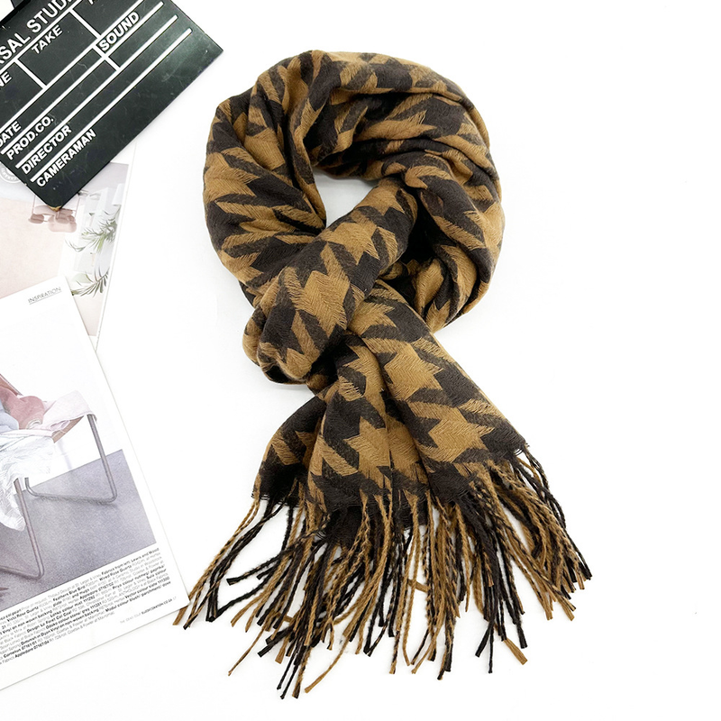 Explosive Designermodelle, Temperament, Trend, Pendler, lässig, Damen, britischer Stil, tausend Vögel, Gitterquaste, warme Herbst- und Winterschals, Schal_voghion.com