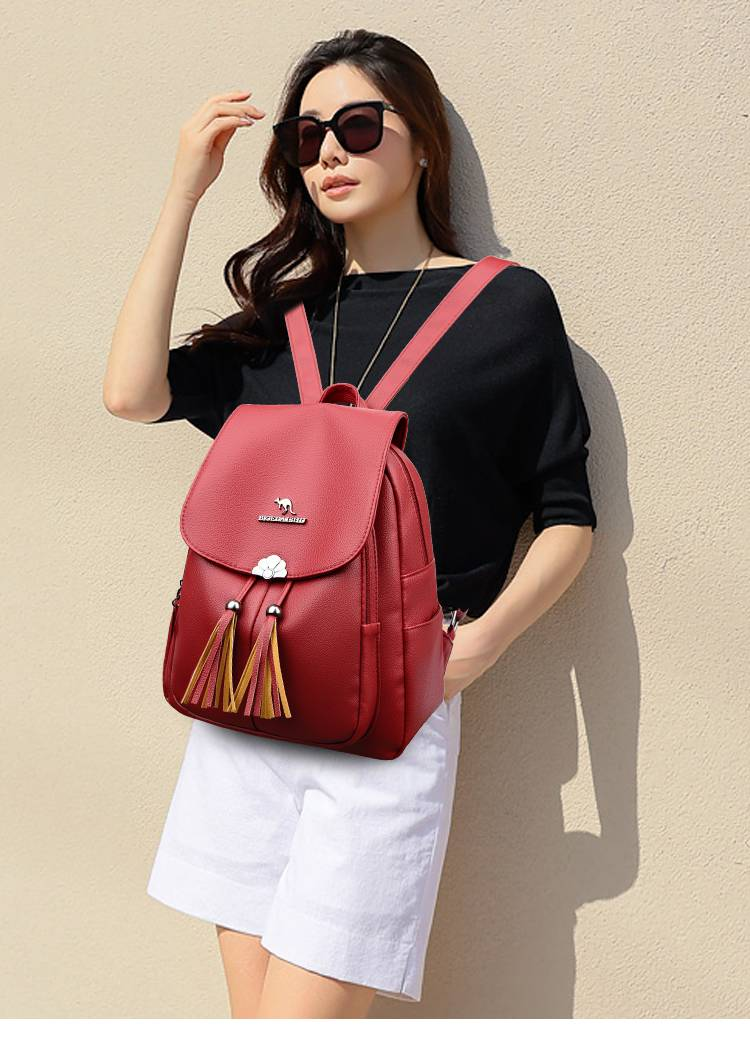 Borsa a marsupio 2024 Zaino con nappa in tinta unita di nuova moda casual versatile e semplice_voghion.com