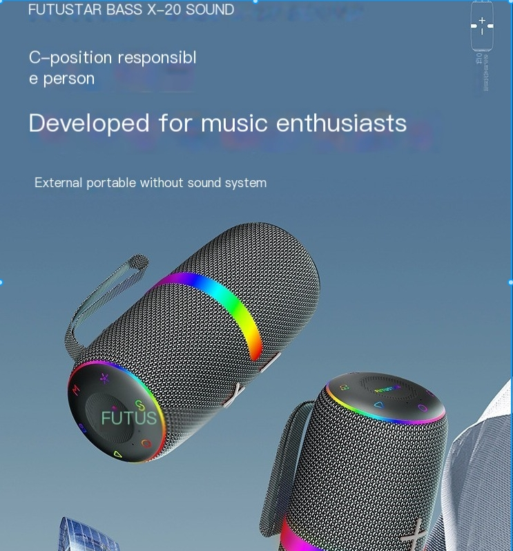 Trådløs Bluetooth-høyttaler, utendørs RGB-lys, bærbar vanntett lyd, omgivelseslys, stereolyd_voghion.com