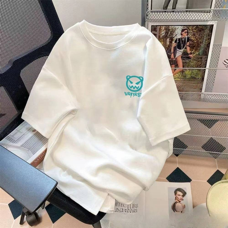 Men's Clothing summer couple short sleeved T shirts with bear prints loose five point sleeves T shirts with large sizes and short sleeves_voghion.com