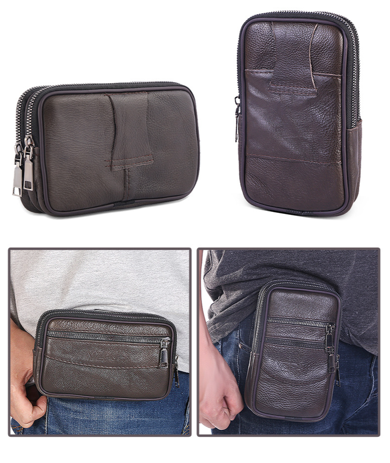 Borsa per cellulare da 7 pollici in pelle di mucca per uomo che indossa una cintura, marsupio verticale multifunzione in pelle per cellulare, marsupio appeso_voghion.com