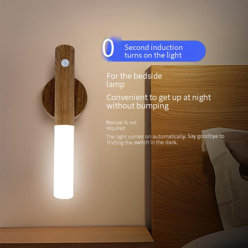 Intelligent Human Body Induction Night Light Led Smart Home Charging Atmosphere Light Home Corridor Aisle Wooden Induction_voghion.com