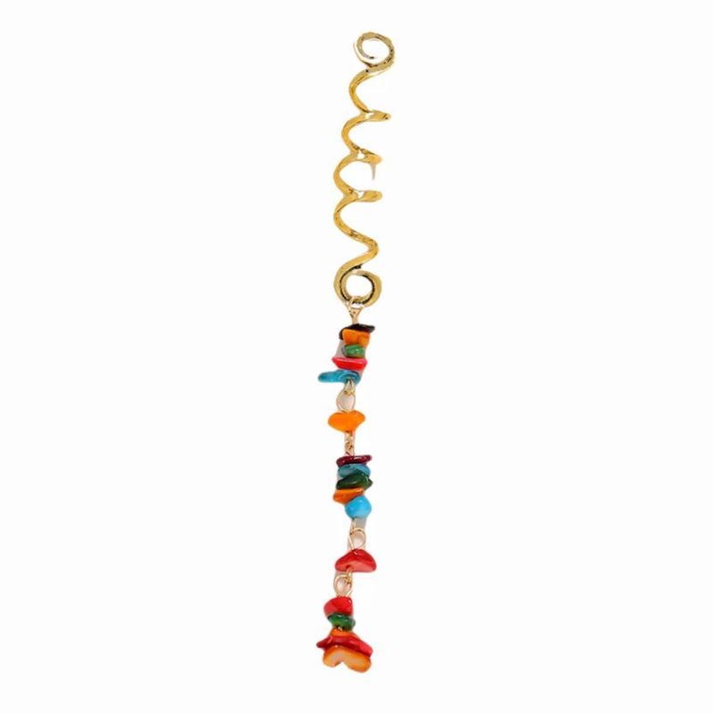 Irish Ethnic Style Braided Hair Accessories With Wrapped Colorful Dreadlocks And Natural Colored Stones_voghion.com