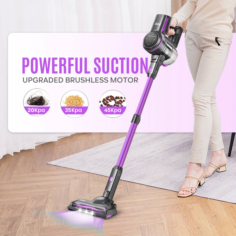 Aspirapolvere senza fili a batteria da 45 kPa, 6 in 1, fino a 50 minuti di autonomia, contenitore della polvere da 1,3 l, per il fondo dei mobili, peli di animali, tappeti e pavimenti duri._voghion.com