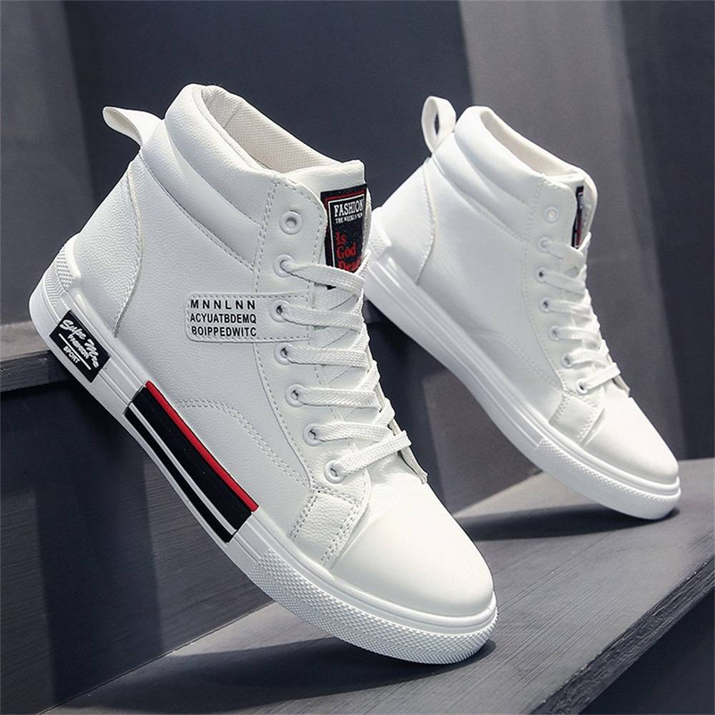 2025 Fashion Sneakers Jogging Shoes Youth Men's Artificial PU Splicing High Top Lace-Up Non-Slip Wear-Resistant Running Shoes 39-45_voghion.com