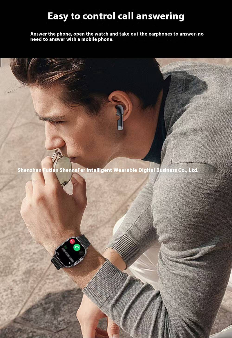 D8 Smart Watch With Bluetooth Calling & Built-in Earbuds, Full Touch Screen Fitness Tracker For Women Men, Heart Rate Monitor_voghion.com