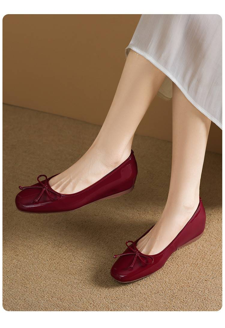 Cameido Women'S Casual Shoes With 1Cm Square Round Head Cowhide Leather And Drip Molding Sole_voghion.com