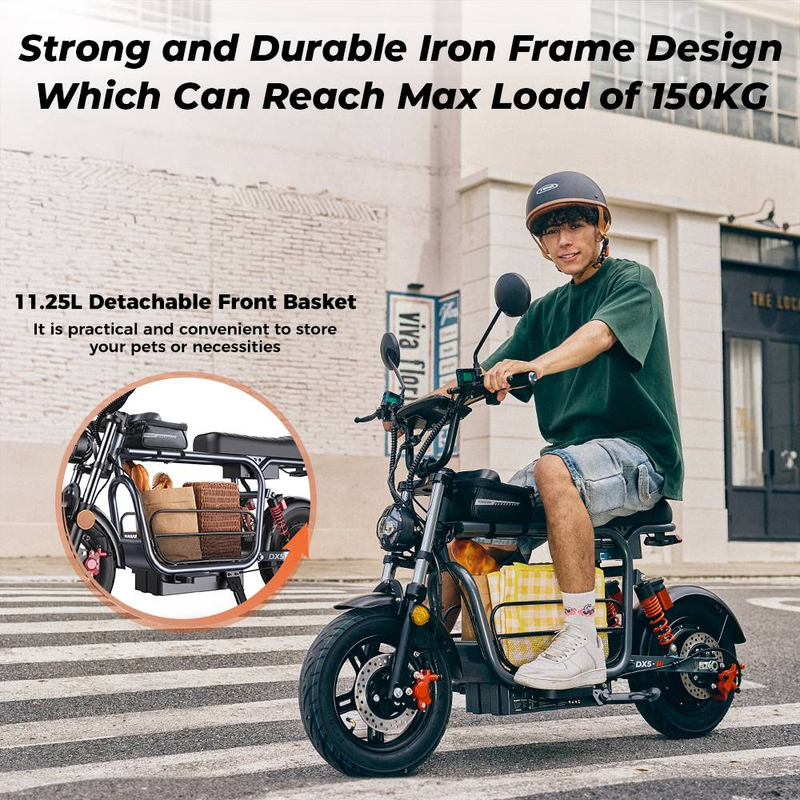 iScooter DX5 Elektroroller für Erwachsene mit Sitz, 1500-W-Motor, 48-V-15,6-Ah-Akku, 15 Zoll_voghion.com