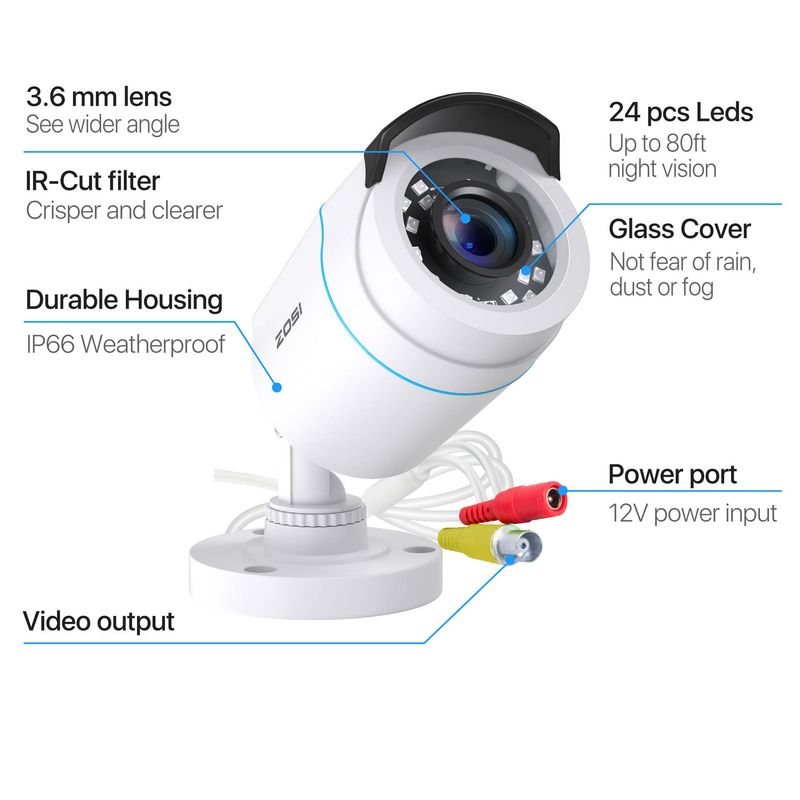 2MP AHD Security Camera Outdoor/Indoor, 1080P Full HD Surveillance Camera With Night Vision, IP66 Weatherproof, 3.6mm Fixed Lens, Two-Way Audio_voghion.com