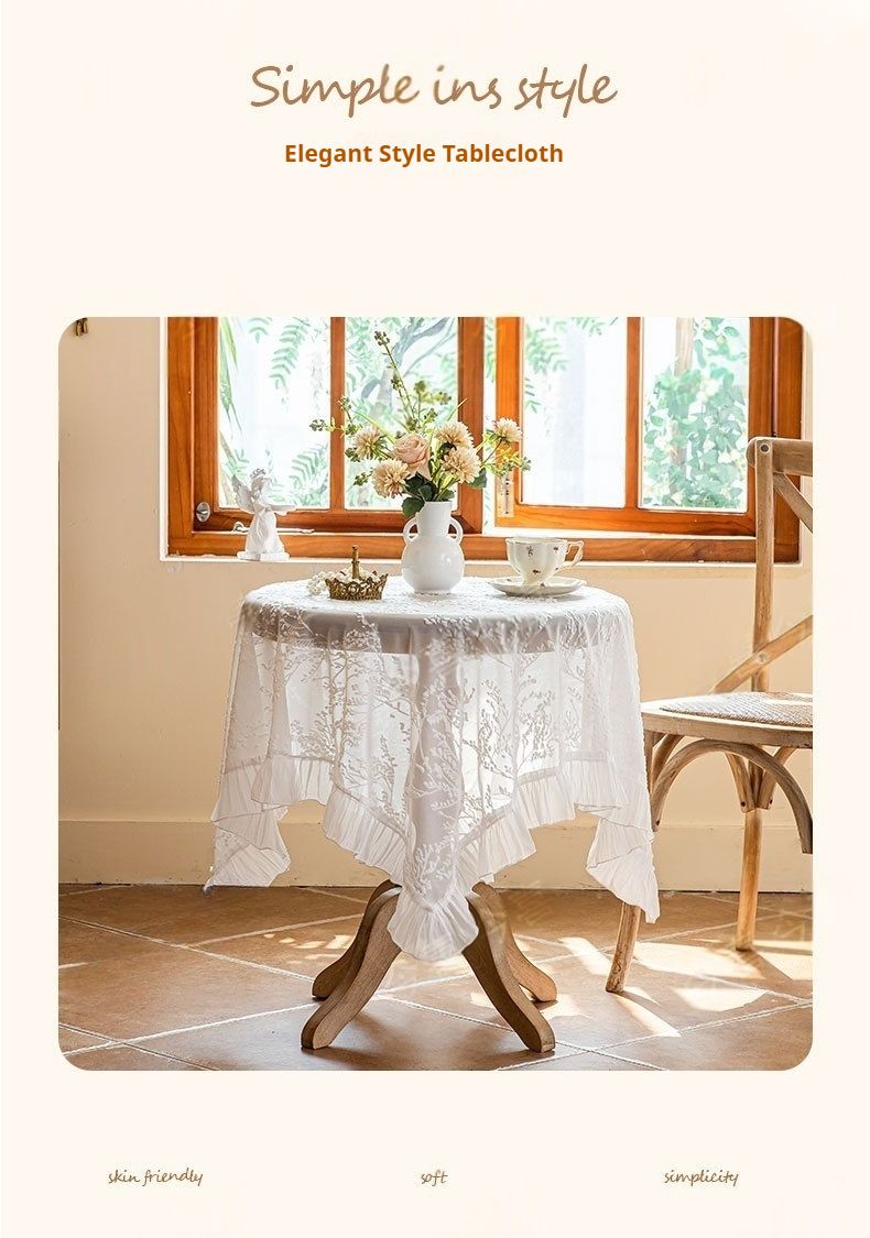 Tovaglia in pizzo francese – Copritavolo ricamato in poliestere per matrimoni, sala da pranzo e arredamento per la casa (90x90 cm/120x120 cm/140x140 cm/140x180 cm, bianco)_voghion.com
