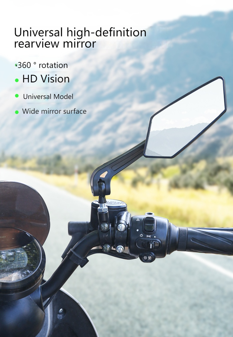 Specchietto retrovisore universale per bici, specchietto retrovisore per moto, accessorio pieghevole per ciclismo, riflessione HD grandangolare, struttura resistente in nylon e acrilico_voghion.com